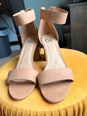Delicious Tan Ankle-Strap Block Heels